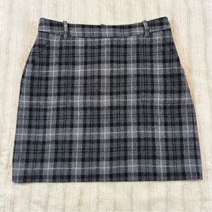 Eddie Bauer Wool Blend Mercer Fit Pencil Skirt Gray Plaid Size 8